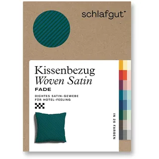 schlafgut Kissenbezug Premium Kissenbezug Woven Fade Satin 40 x 40 cm Petrol/Grün