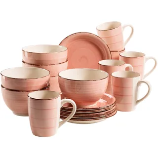 Mäser Bel Tempo II Frühstücksset 18-tlg. rosa/gestreift