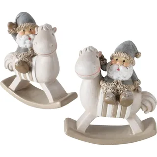 Boltze Home Weihnachtsmann auf Schaukelpferd aus Kunstharz, H11 cm