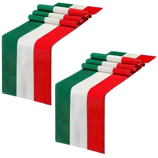 Kingdder Italienischer Tischläufer, Partydekoration, 33 x 183 cm, Leinen, gestreift, für Zuhause, Küche, Esszimmer, Abendessen, Heimdekoration, 2 Stück