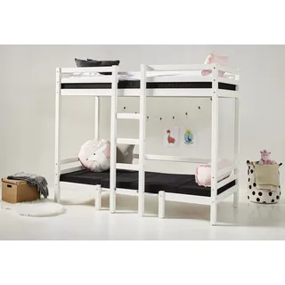 Hoppekids Hochbett »ECO Dream JUMBO B/T/H 101/208/170 cm, umbaubar zum Etagenbett«, mit Sitzgruppe, Matratzen (oben u unten) in schwarz, Kiefer massiv/MDF weiß