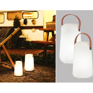 2er SET kleine Outdoor Tischlampen ohne Kabel mit Fernbedienung & Farbwechsler - Weiß