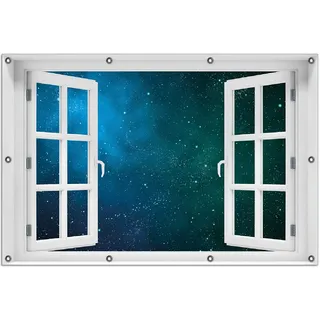 Wallario Outdoor-Poster für Garten oder Balkon 100 x 150 cm: Sternenhimmel - Milchstraße und Sterne bei Nacht - Schwarz