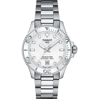 Tissot Seastar 1000 Damenuhr 36mm T120.210.11.011.00 Edelstahlgehäuse Schweizer Quarzwerk 300m Wasserdichtigkeit - Weiß