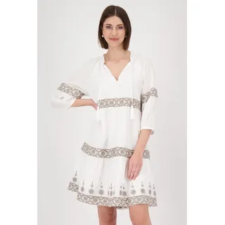 Monari Blusenkleid »Kleid Stickerei« Ohne Tasche mit kontrastfarbener Spitze, beige