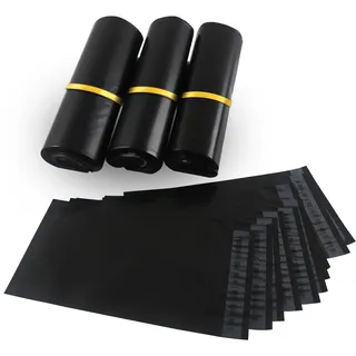 HVDHYY Versandbeutel Plastik Versandtaschen Schwarz 100Stück Plastikversandbeutel Warensendung Wasserdichte, Selbstklebend, Blickdicht, Reißfest, 250mmX350mm Versandtüten Schwarz