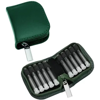MV-Versand Globulitasche mit 10 Gläsern, Taschenapotheke, Notfallapotheke (Leder grün)