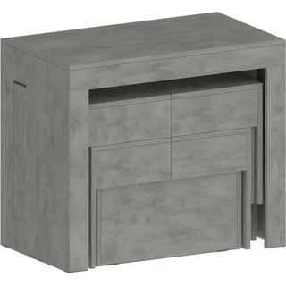 Tisch- und Stuhlset Dadamoni, Mehrzweckkomposition, Set mit Konsole und 2 ausziehbaren Bänken, 100 % Italy, 66 x 25 x 45 cm, Grau - Grau