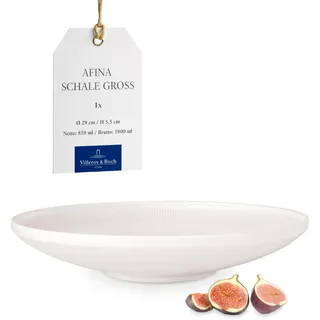 Villeroy & Boch Afina Suppenteller Groß Weiß, Spülmaschinenfest, Mikrowellensicher, Teller, Geschirr Keramik, große Bowl Stapelbar für Salate und Pasta, Premium Porzellan