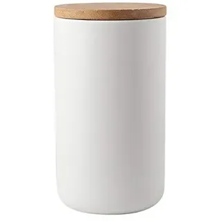 YOUSIS Keramik Vorratsdose Mit Deckel Luftdicht Behälter Mit versiegeltem Bambusdeckel, Küche, Behälter für Tee, Zucker, Kaffee, Bohnen, Nüsse, Gewürze (Weiß, 1000 ml)