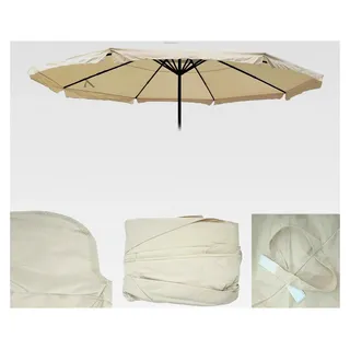 Ersatzbezug für Sonnenschirm Meran Pro, Gastronomie-Marktschirm mit Volant Ø 5m, Polyester - Creme - Creme