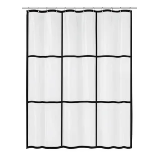 KLEINE WOLKE Duschvorhang Brooklyn 180 x 200 cm transparent-schwarz