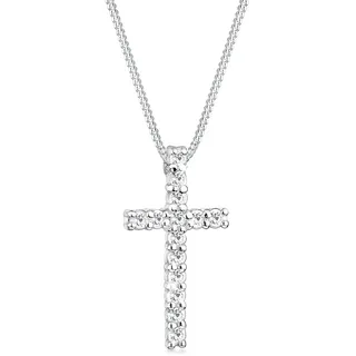 Elli Halskette Kreuz Kristalle Weiß 925 Sterling Silber