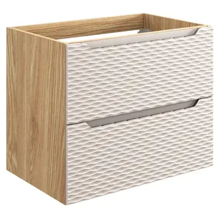 Badezimmerschrank für Waschbecken 70 cm beige Eiche 2 Schubladen - Beige