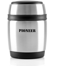 Pioneer Thermo-Speisegefäß 0, 38 L mit Löffel, Edelstahl Doppelwandig Vakuum-Isolierbehälter 8 Stunden Heiß 24 Stunden Kühl BPA-Frei - Gebürsteter Stahl