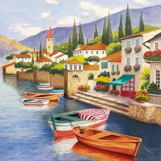Ti-Flair Servietten Papier 33x33cm 3-lagig Italien Comer See Motiv 20 Stück