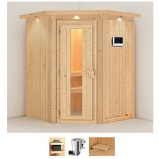 Bild von Sauna »Nanna«, (Set), 3,6-kW-Bio-Plug & Play Ofen mit externer Steuerung beige