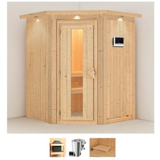 Bild Sauna »Nanna«, (Set), 3,6-kW-Bio-Plug & Play Ofen mit externer Steuerung beige