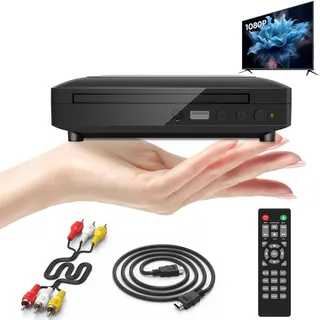 Mini DVD Player Tragbar Für Fernseher Mit HDMI/RCA Kabel, HD 1080P CD Player Für TV, Alle Region, Breakpoint Speicher, Eingebaute Pal/Ntsc, USB 2.0