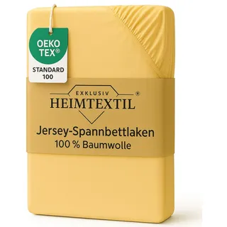 EXKLUSIV HEIMTEXTIL Marke Jersey Spannbettlaken 60 x 120 cm - 70 x 140 cm 100% Baumwolle Öko - Tex Zertifiziert, Markenqualität, Matratzenhöhe bis 10 cm, Gelb
