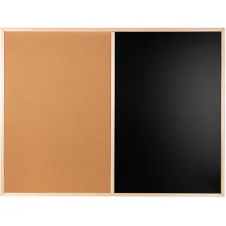 Creative Home 120 x 90 cm Pinnwand Magnettafel Kork & Kreidetafel Magnetisch Kombitafel | Schwarz Magnettafel mit 5 Stiften & Magneten, Kreide, Schwamm | Küche Korkwand Wandtafel Blackboard Pinwand