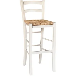 Hocker Hoch Holz Weiß 73 CM Stil Rustikal für Haus Und Barhocker