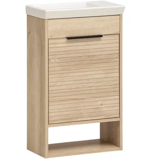 Schildmeyer MÖBELPARTNER Waschbecken mit Unterschrank Mads 159075 weiß-eiche 45,5 x 27,0 x 5,0 cm