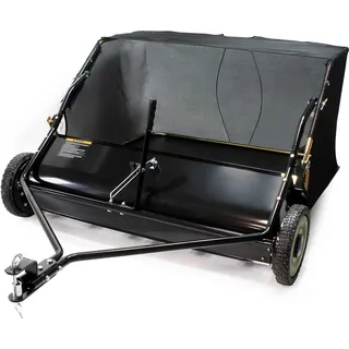 Wiltec Rasenkehrmaschine mit 96 cm Kehrbreite, Rasenkehrer für Aufsitzmäher, Laubsammler mit 340 l Auffangnetz Laubkehrmaschine für Rasentraktor