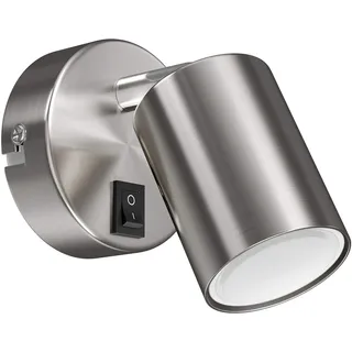 ledscom.de Wandspot WAIKA, einflammig, mit Schalter, GU10, chrom matt, inkl. GU10 LED Lampe (weiß, 6,74W, 630lm, 100°)