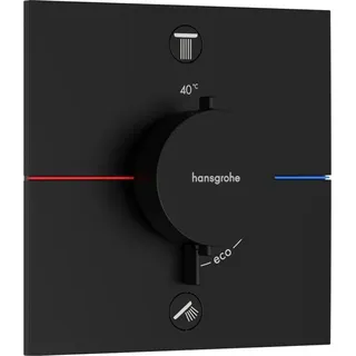 Hansgrohe ShowerSelect Comfort E Thermostat, Unterputz, 2 Verbraucher, eckige Rosette, 15572670 Dusch-Mischbatterie Schwarz