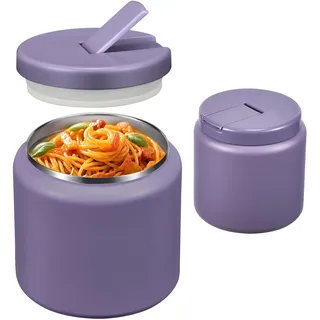 Itslife Thermobehälter für Essen 760ml, Thermo Lunchbox Kinder mit Schnallendeckel und Löffel, Warmhaltebehälter Essen Auslaufsicher, Essensbehälter für Picknick, Schulen und Büros, Lila