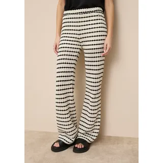 Strickhose TAMARIS, Damen, Gr. 38, N-Gr, schwarz, weiß gemustert, Strick, Obermaterial: 60% Polyester, 40% Baumwolle. Futter: 95% Viskose, 5% Elasthan, gestreift, figurumspielend bodenlang, Hosen Strickhose, luftige Hose mit trendigem Muster und lässigem Schnitt