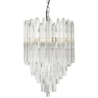 Casa Padrino Luxus Hängeleuchte im Art Deco Stil - Eiszapfen Design aus Glas und Edelstahl, Höhe 61,5 cm, Durchmesser 42 cm