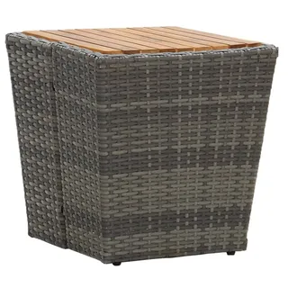 Beistelltisch Grau 41,5×41,5×43 cm Poly Rattan & Massivholz - Grau