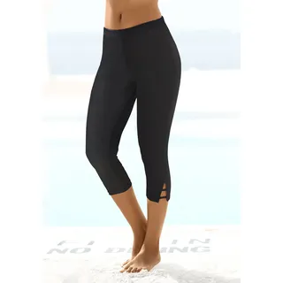 Caprileggings LASCANA "aus elastischer, bequemer Baumwollmischung", Damen, Gr. 32/34, N-Gr, schwarz, Jersey, Obermaterial: 92% Baumwolle, 8% Elasthan, körpernah 3/4-Länge, Hosen Caprileggings, mit Cut-outs am Saum, 3/4-Länge, Basic, Sommerhose, Topseller