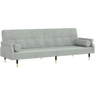 vidaXL Schlafsofa mit Kissen Hellgrau Samt - Grau