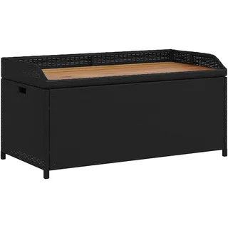 vidaXL Bank mit Stauraum Schwarz 100x50x52 cm Poly Rattan Akazienholz