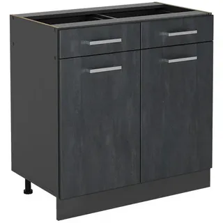 Vicco Schubladenschrank Küchenunterschrank R-Line 80 x 81,6 x 46 cm Schwarz