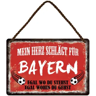 Blechschild Fußballschild Deko Metallschild mit Spruch Sport Schild Fussball Fanartikel für Bayern Fan Liebhaber Begeisterte Weihnachten Geschenkidee