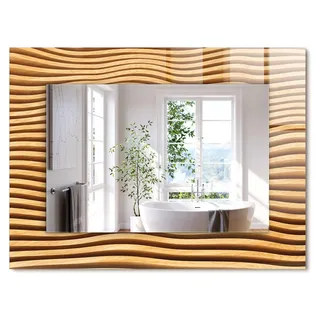 Wellen aus Holz – Rechteckiger Spiegel mit Druck 80x60 cm – Modern - Dekorativ für die Wand