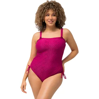 Ulla Popken Damen große Größen Übergrößen Plus Size Badeanzug, Rankenstruktur, Softcups, Träger abnehmbar 826293
