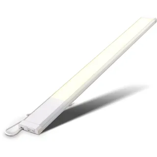 B.K.Licht - LED Leiste mit Ein-Ausschalter, warmweiße Lichtfarbe, inkl. Steckerkabel, Unterbauleuchte Küche, LED Lichtleiste Küche, Schrankbeleuchtung, Küchenlampe, 57,5x4,9x1,3 cm, Weiß-Silber