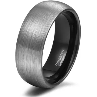 Titaniumcentral 6mm 8mm Damen Herren Wolfram Ring Ehering Hochzeitsband Trauringe Pinsel Silber mit Schwarz Blau (Schwarz(8mm),62 (19.7))