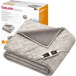 Beurer HD 150 XXL Nordic Heizdecke, elektrische Wärmedecke mit Abschaltautomatik, 200 x 150 cm, 6 Temperaturstufen, maschinenwaschbar, Kuscheldecke in Felloptik,Taupe