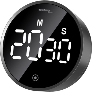 technoline moderner Kurzzeitwecker, Kitchentimer, Count-down Timer digital, rund, Beleuchtung (ECO), Touch, hochglanzschwarz, Schwarz