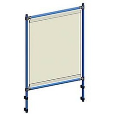 Infektionsschutzrahmen 5940 für fetra Transportgeräte, Stahlrohr/PVC-Folie, brillantblau RAL 5007/glasklar, L 916 x B 49 x H 1410 mm