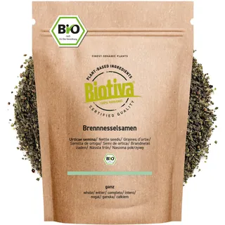 Brennnesselsamen ganz Bio 100g - 100% Bio Brennnessel Samen - Keimreduziert - Abgefüllt und kontrolliert in Deutschland - Biotiva