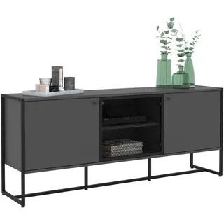 Novel Sideboard , Anthrazit, Schwarz , Metall , 3 Fächer , 180x75x41 cm , stehend , Kleinmöbel, Kommoden, Sideboards