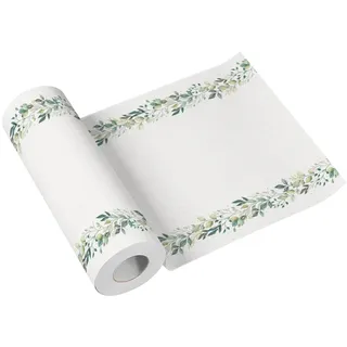 PAW Stoffähnliche Tischläufer 40 cm x 24 m - Elegante Blätter | Aus Airlaid-Material, saugstark, für Kommunion, Hochzeit, Geburtstag und Taufe, alle 120 cm sauber abtrennbar