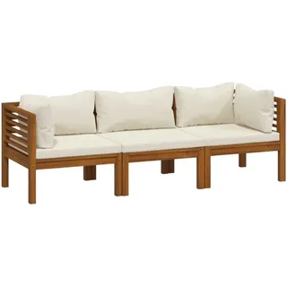 vidaXL 3-Sitzer-Gartensofa Loungesofa Creme